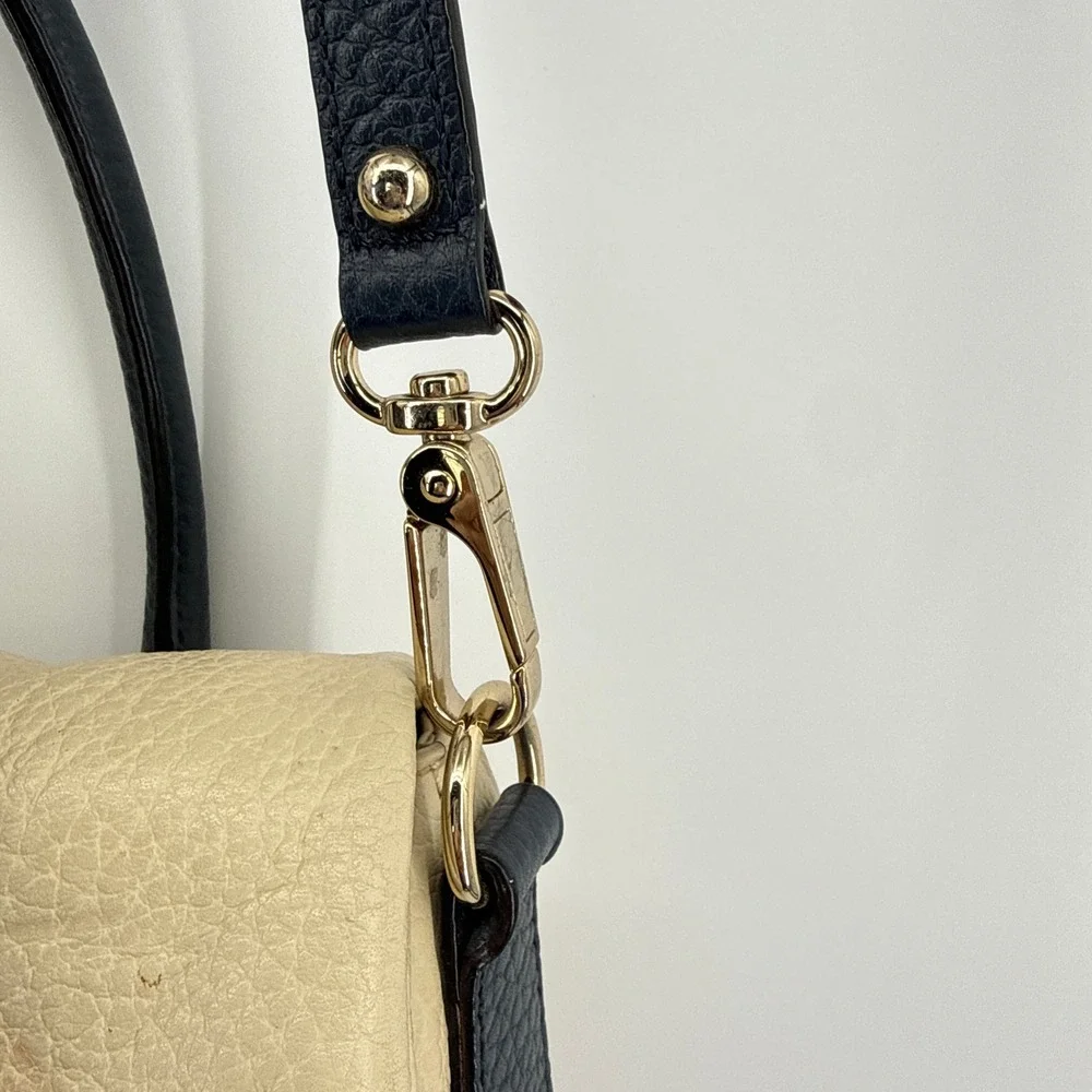 Kate Spade‎ Cobble Hill Small Adrien Leather Satchel Beige Navy Blue Crossbody